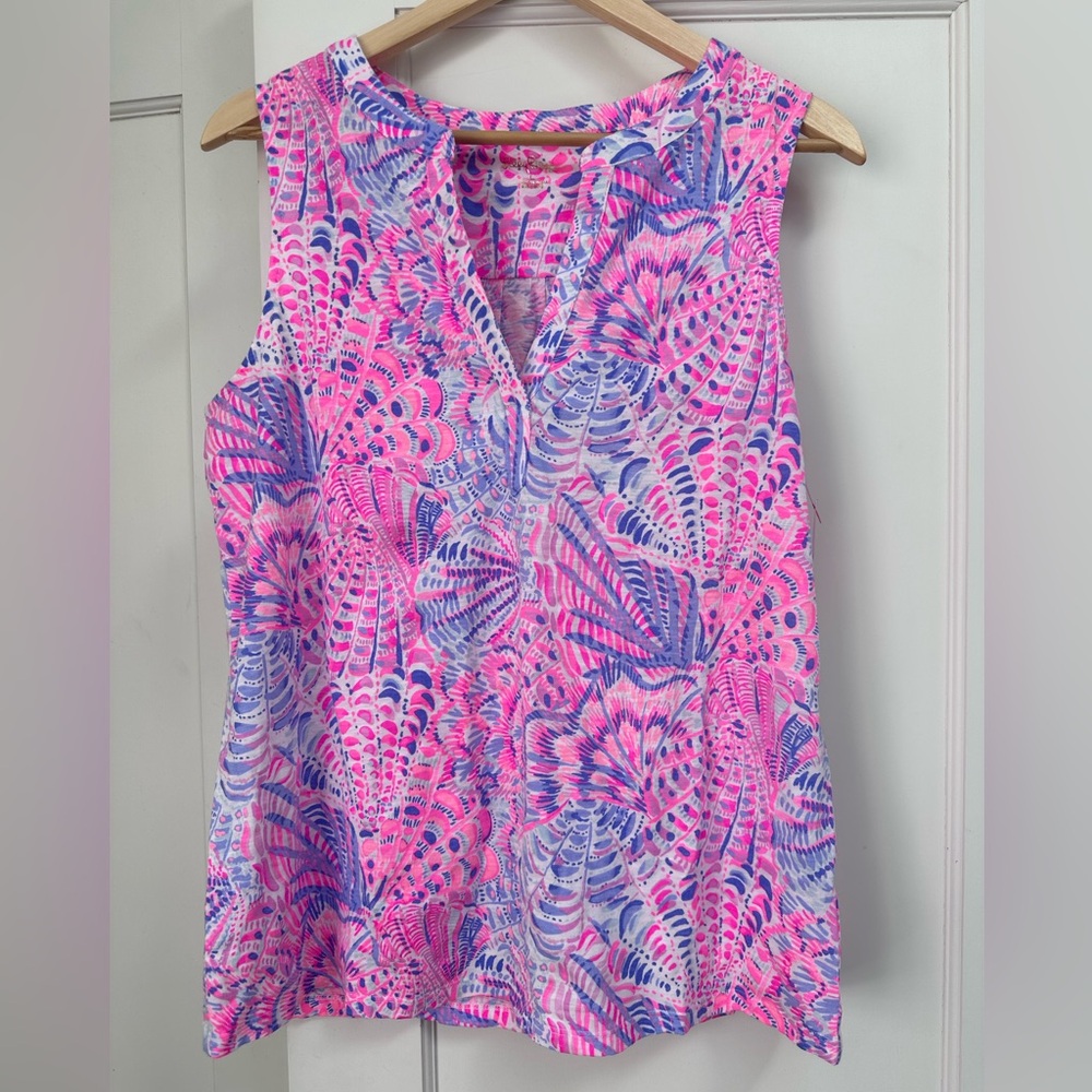 NWT LILLY PULITZER DEV KNIT TOP RAZ BERRY
SEA YOU SOON PINK SHELL BLOUSE SIZE L